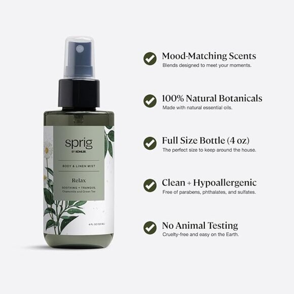 2 Bottles SPRIG BY KOHLER Relax Body & Linen Mist NEW 4 OZ - Picture 1 of 6
